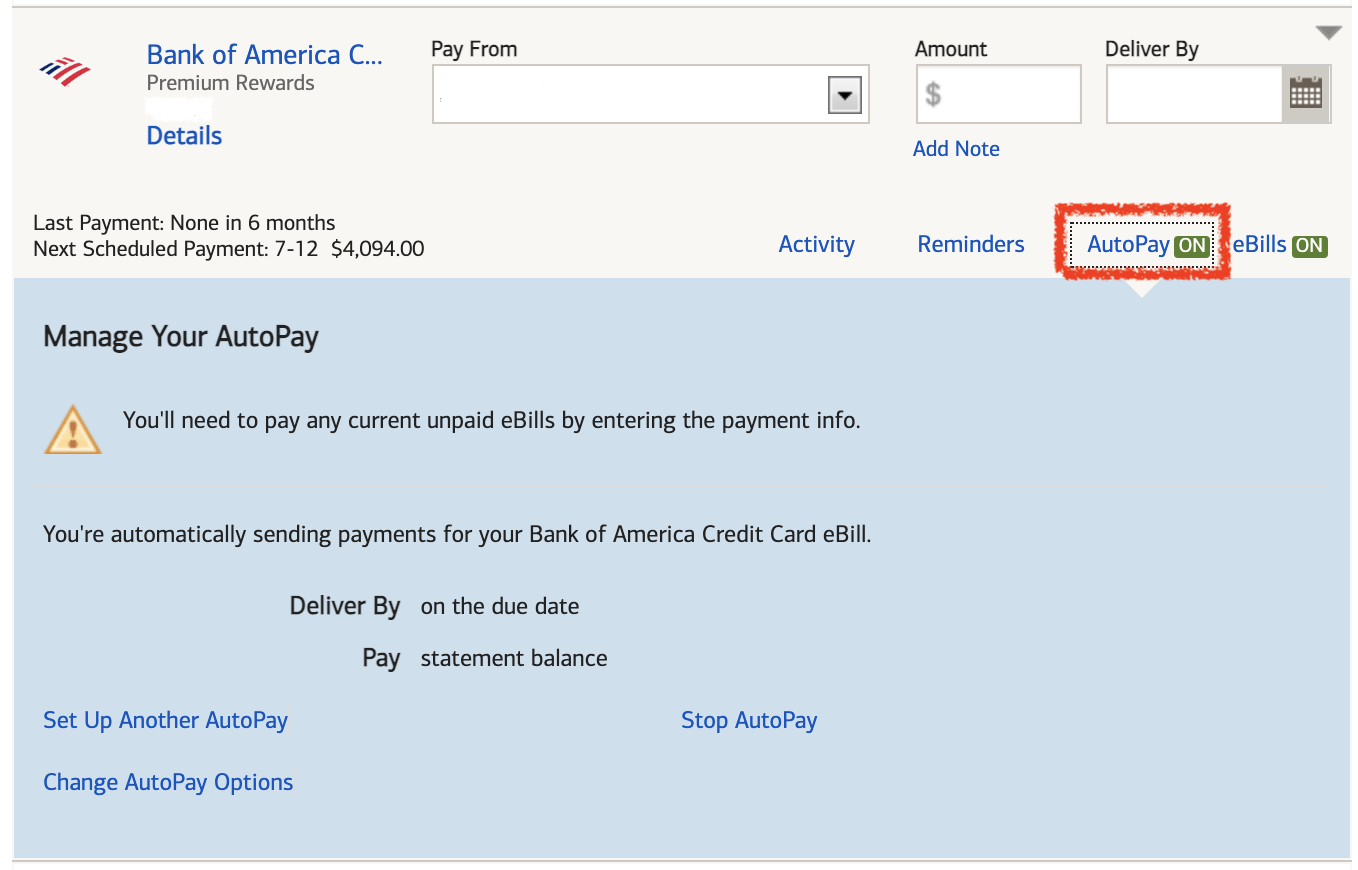 Set Up Autopay On Bank Of America Credit Card Quarter Midgets Of America